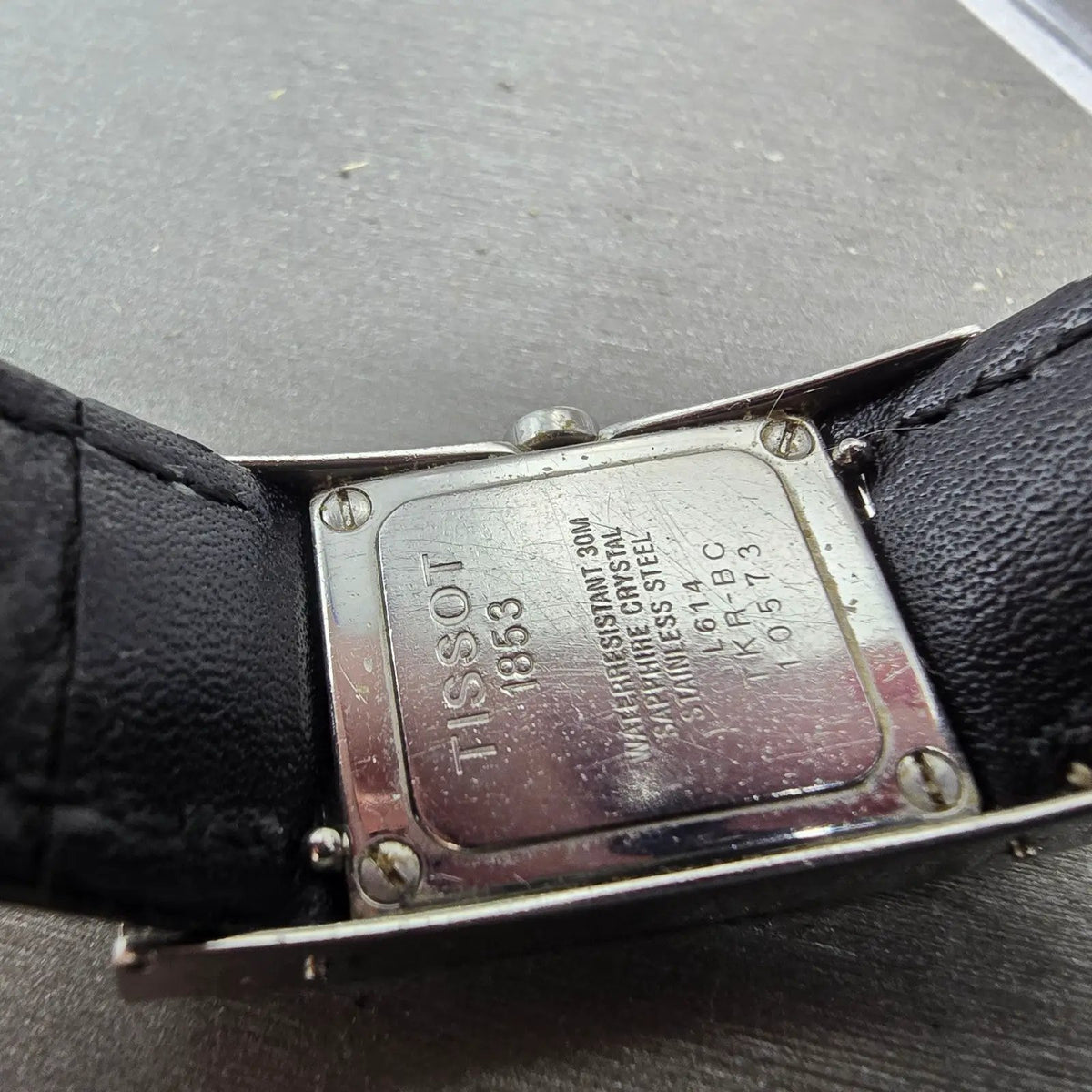 Tissot Tank Watch Women 20mm Black Dial Silver Tone Rectangle L614 New Battery10