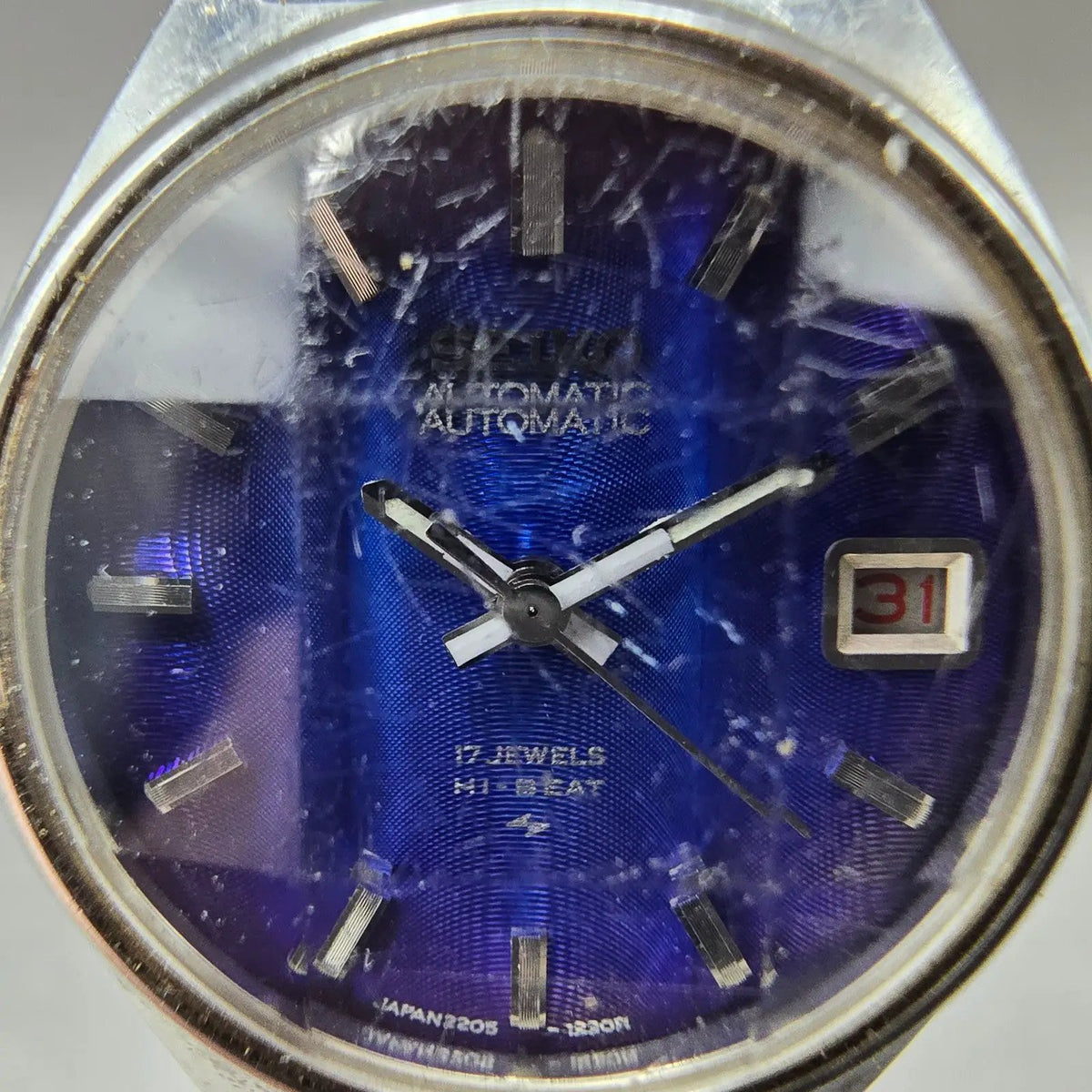 Seiko Automatic Watch Women 26mm Blue dial Silver Date Round 2205-0709 Runs1