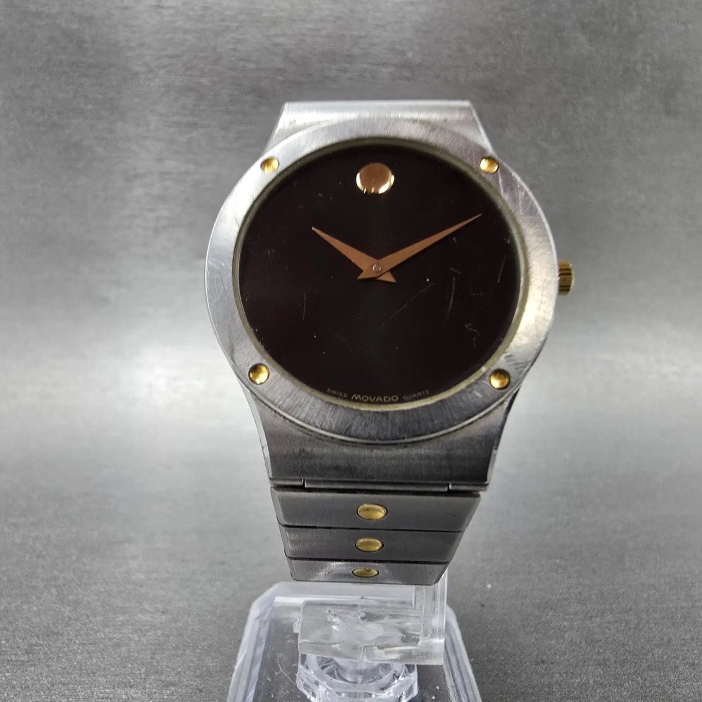 Movado Museum Watch Men 32mm Black Dial Two Tone 86-A2-876Y New Battery W/Box7
