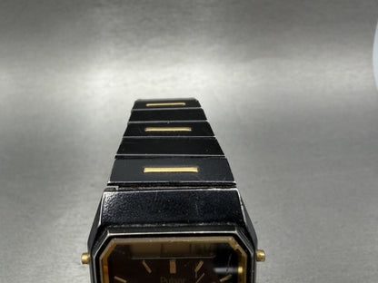 Pulsar Analog Digital Watch Men 30mm Black Dial Black Gold Chrono READ!!! V0314