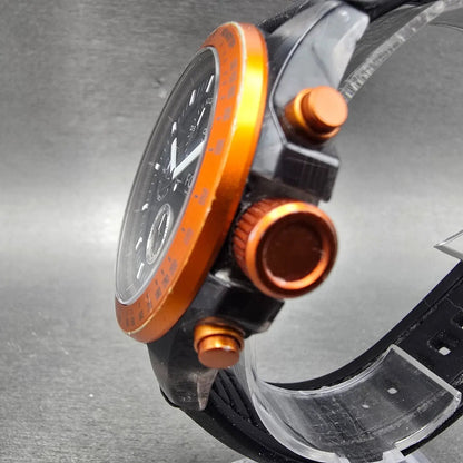 Fossil Chronograph Watch Men 43mm Black Dial Gray Tone Orange CH-2785 NewBattery2