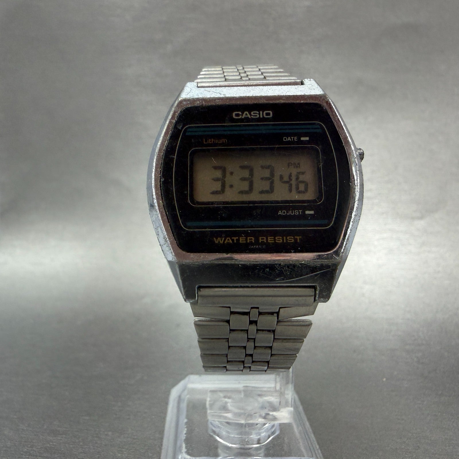 Casio B612 Watch Men 35mm Digital Black Dial Silver Tone Octagon New Batt VTG AB5