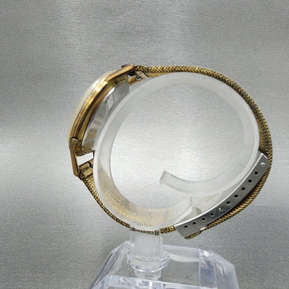 Seikosportsmatic Watch Men 35mm White Dial Gold Tone Automatic 15017 Runs READ!!