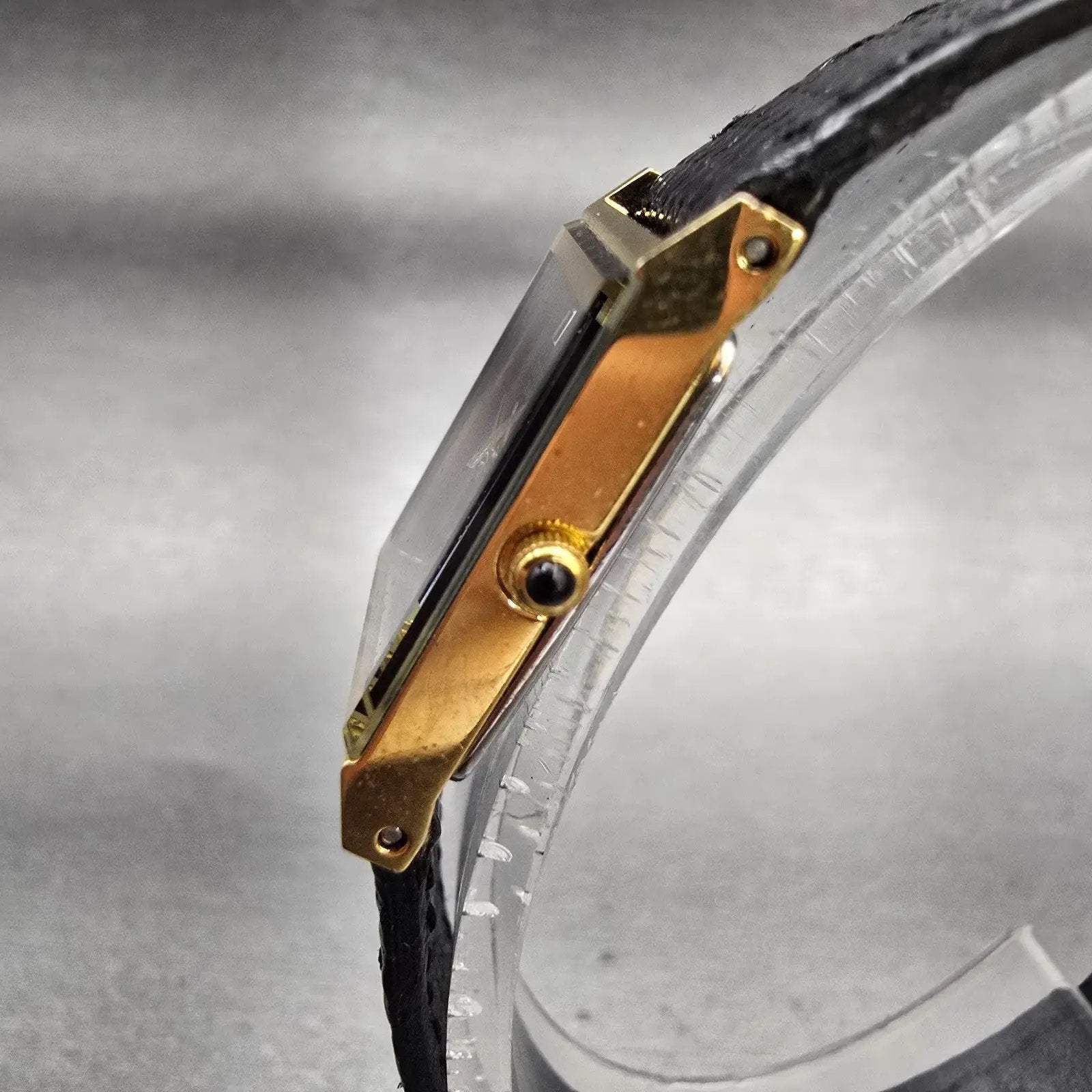 Citizen Tank Watch Women 16mm Black Dial Gold Tone Rectangle 2200 New Battery2