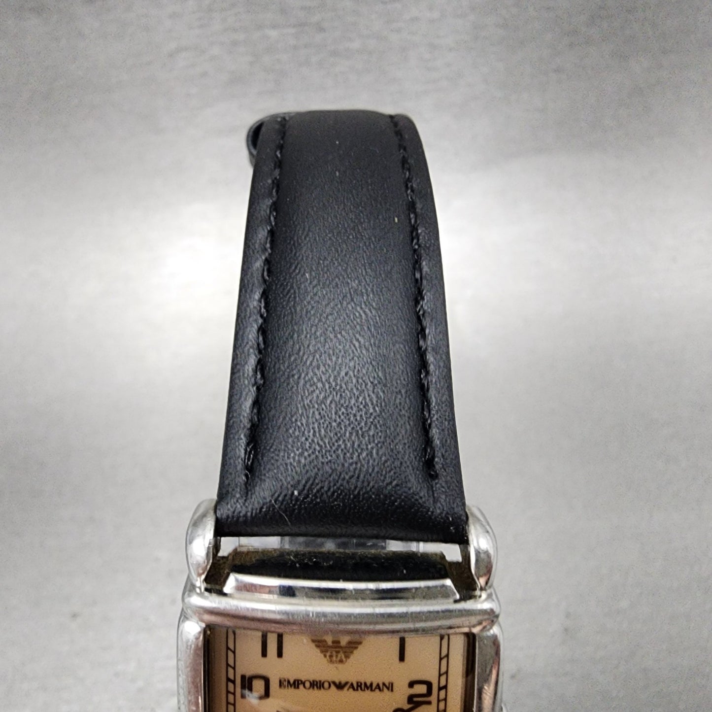 Emporio Armani Tank Watch Women 24mm Cream Dial Steel Rectangle AR0204 New Batt4