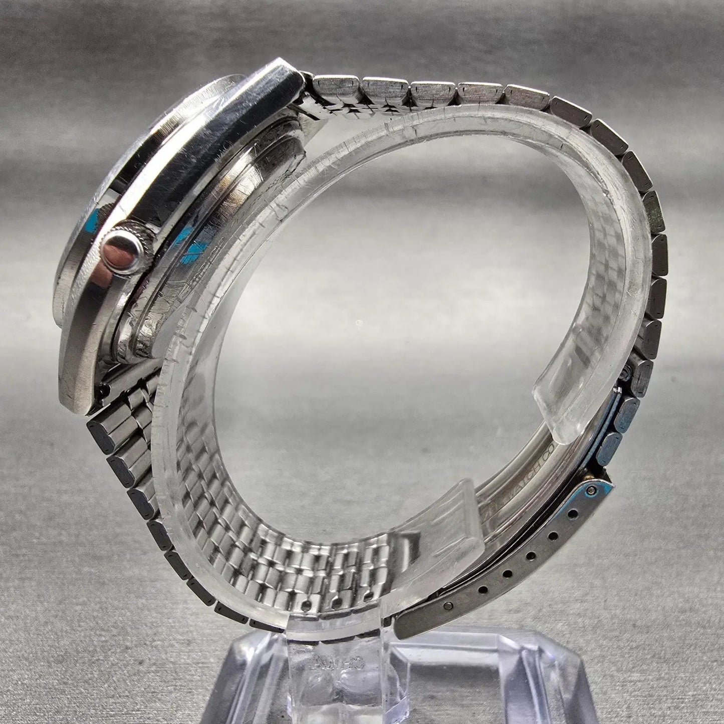 Citizen Crystron Watch Men 35mm Silver Dial Silver Tone Daydate 4-730585 New Bat6