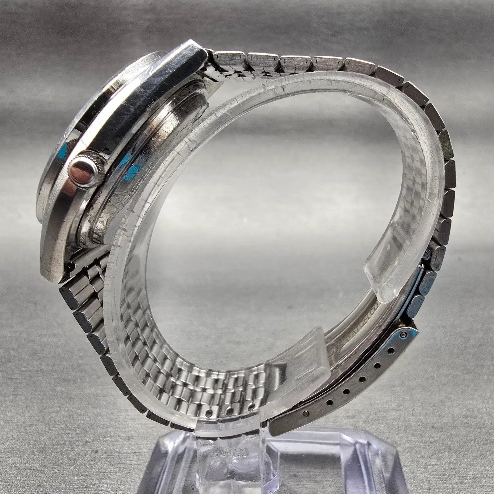 Citizen Crystron Watch Men 35mm Silver Dial Silver Tone Daydate 4-730585 New Bat6