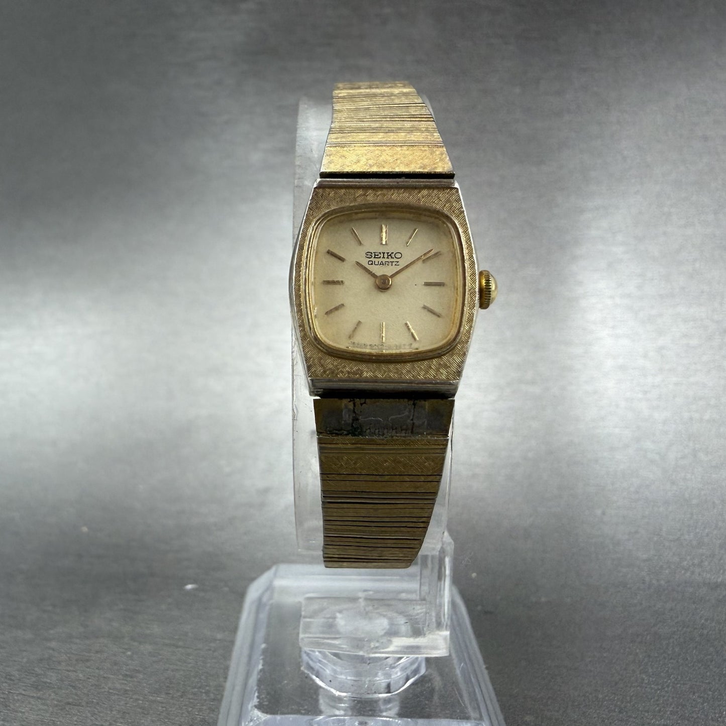 Seiko Watch Women 16mm Champagne Dial Gold Tone Hexagon 5420-5409 New Battery5