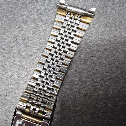 Seiko Bracelet 19mm Stainless Steel Gold Tone Tri Folding Clasp Vintage Japan Z211