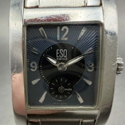 ESQ Tank Watch Women 21mm Blue Dial Silver Tone Small Seconds E5298 New Battery1
