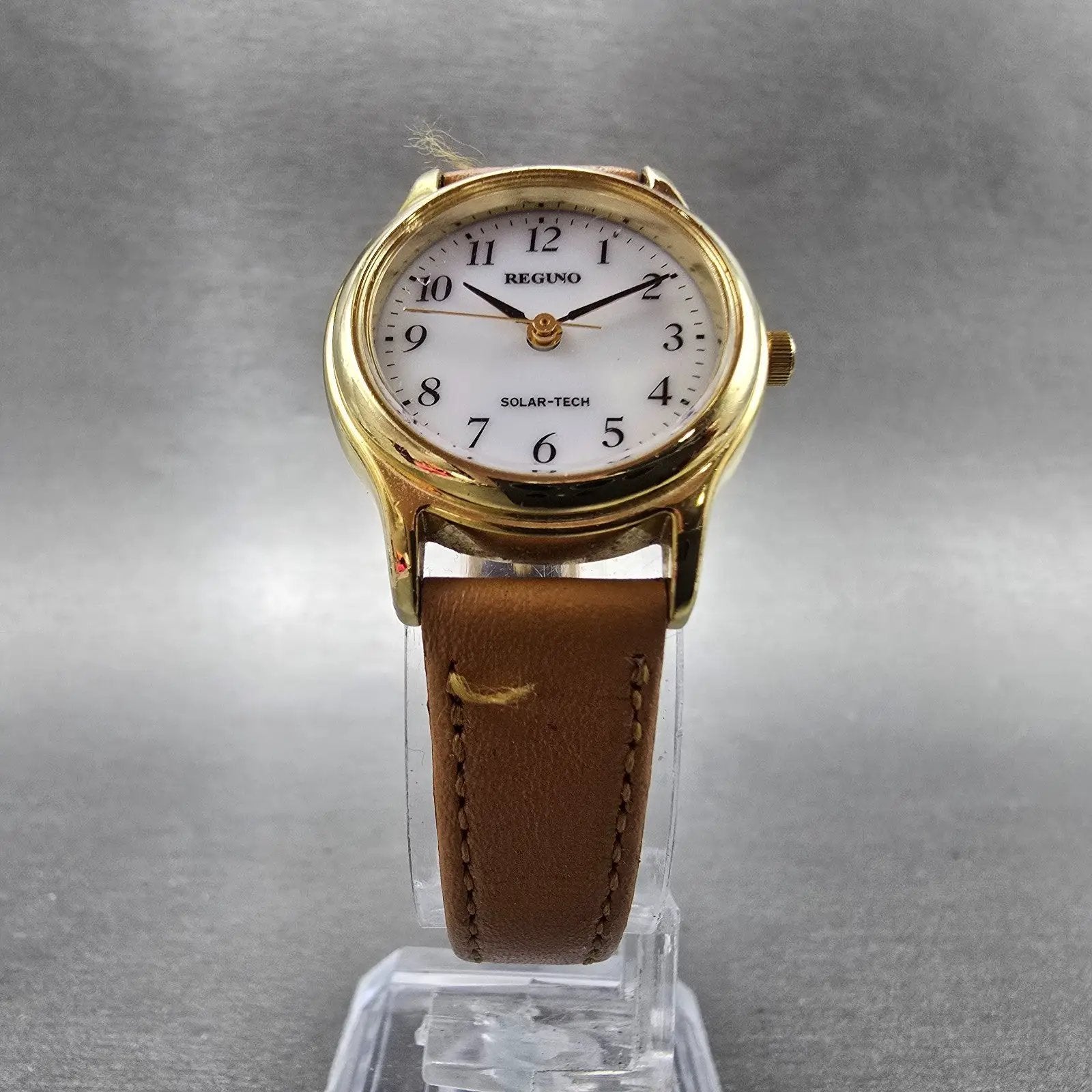 Citizen Reguno Solar Watch Women 24mm White Dial Gold Tone E031-S028256 Runs B5