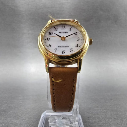 Citizen Reguno Solar Watch Women 24mm White Dial Gold Tone E031-S028256 Runs B5