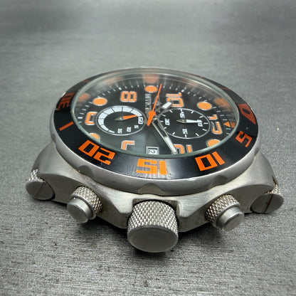 Invicta Pro Diver Chrono Watch Men 51mm Black Dial Silver Tone Date RoundCHIPPED6