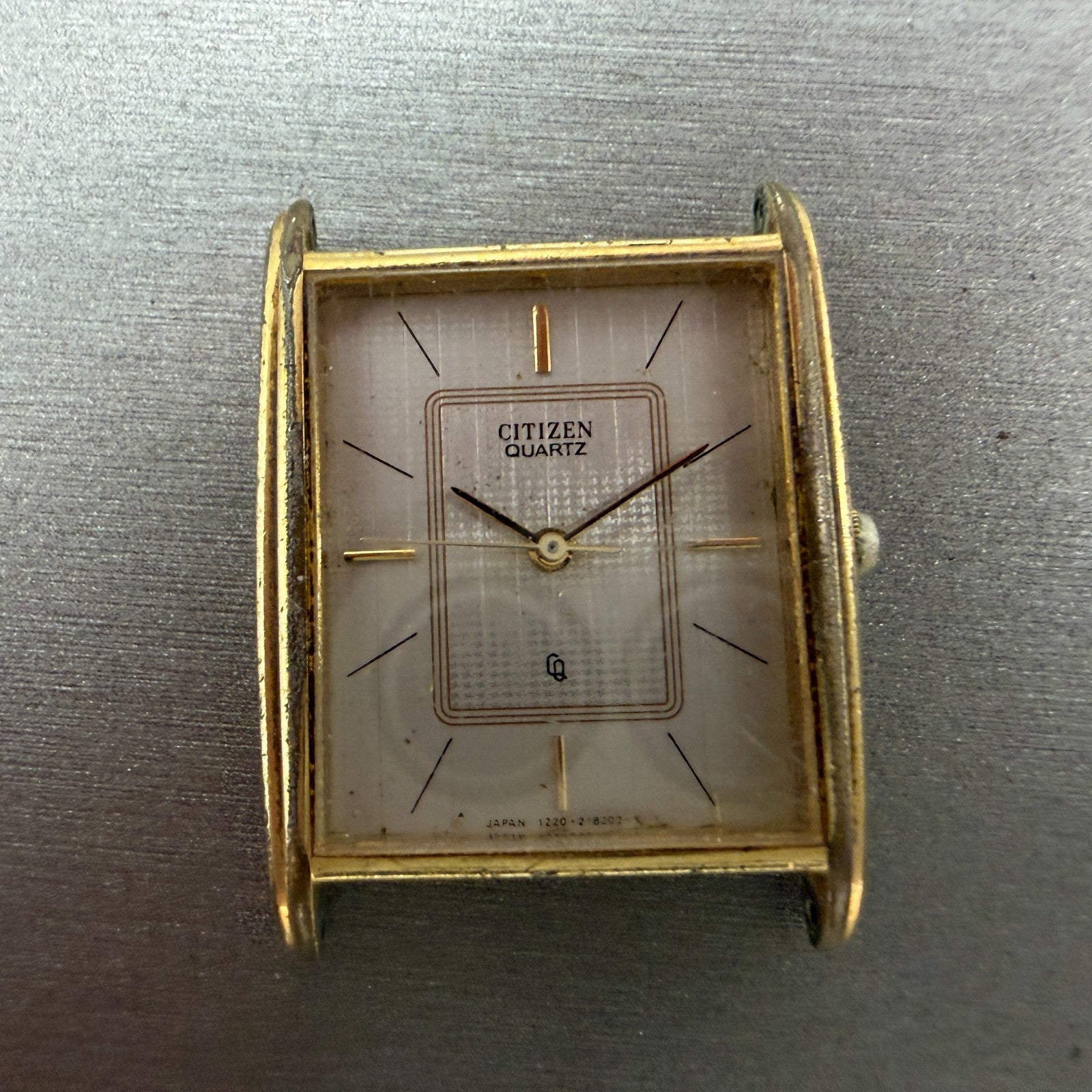 Citizen CQ Tank Watch Men 25mm Silver Dial Gold Tone 1230-215133 New Battery1