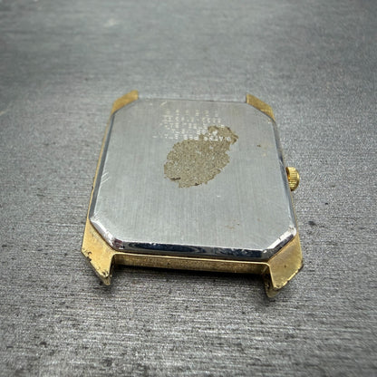Seiko Tank Watch Men 27mm Gold Dial Gold Tone Date 6532-5189 Rectangle  PARTS10