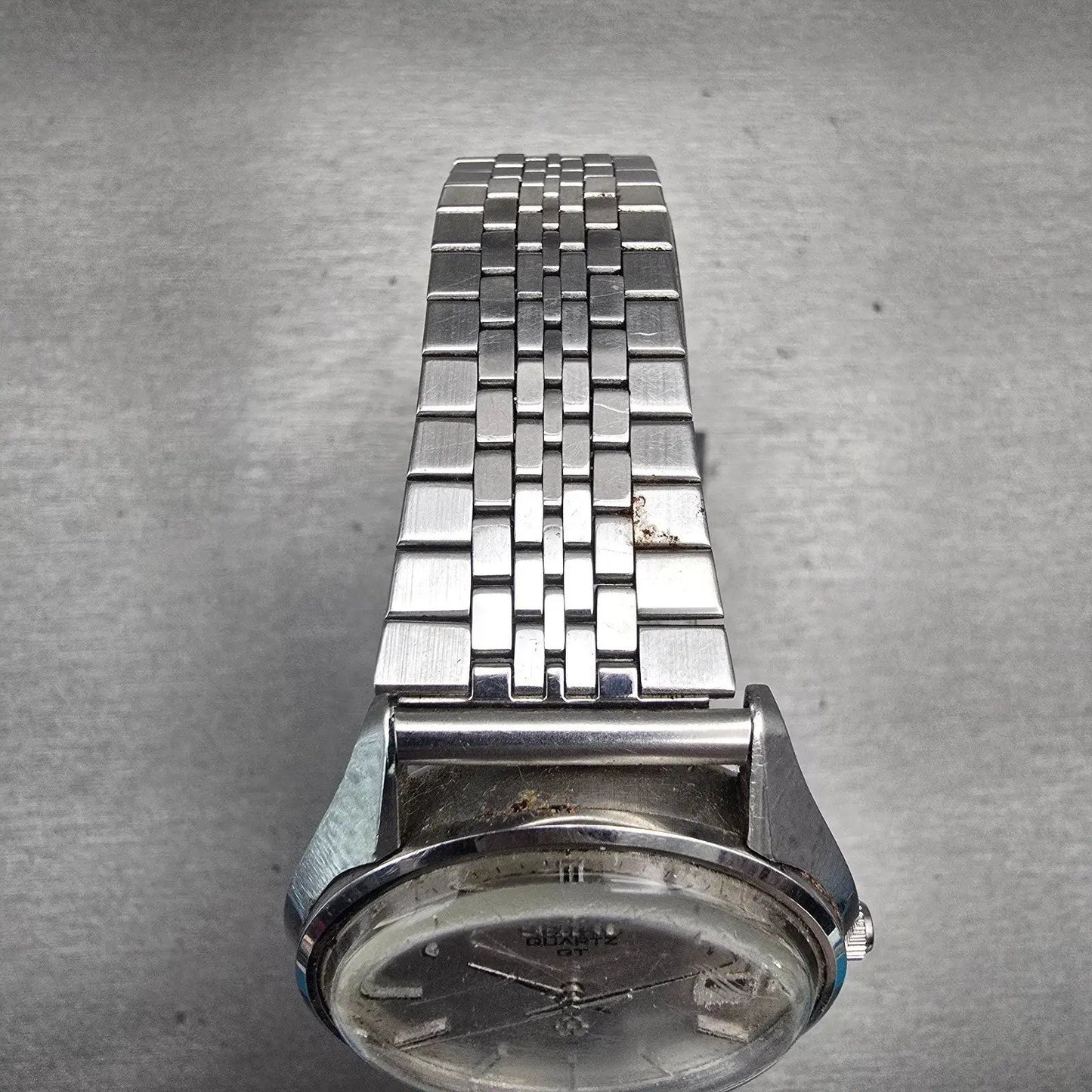 Seiko QT Watch Men 36mm Silver Dial Silver Tone Date Round 0822-8020 New Battery4
