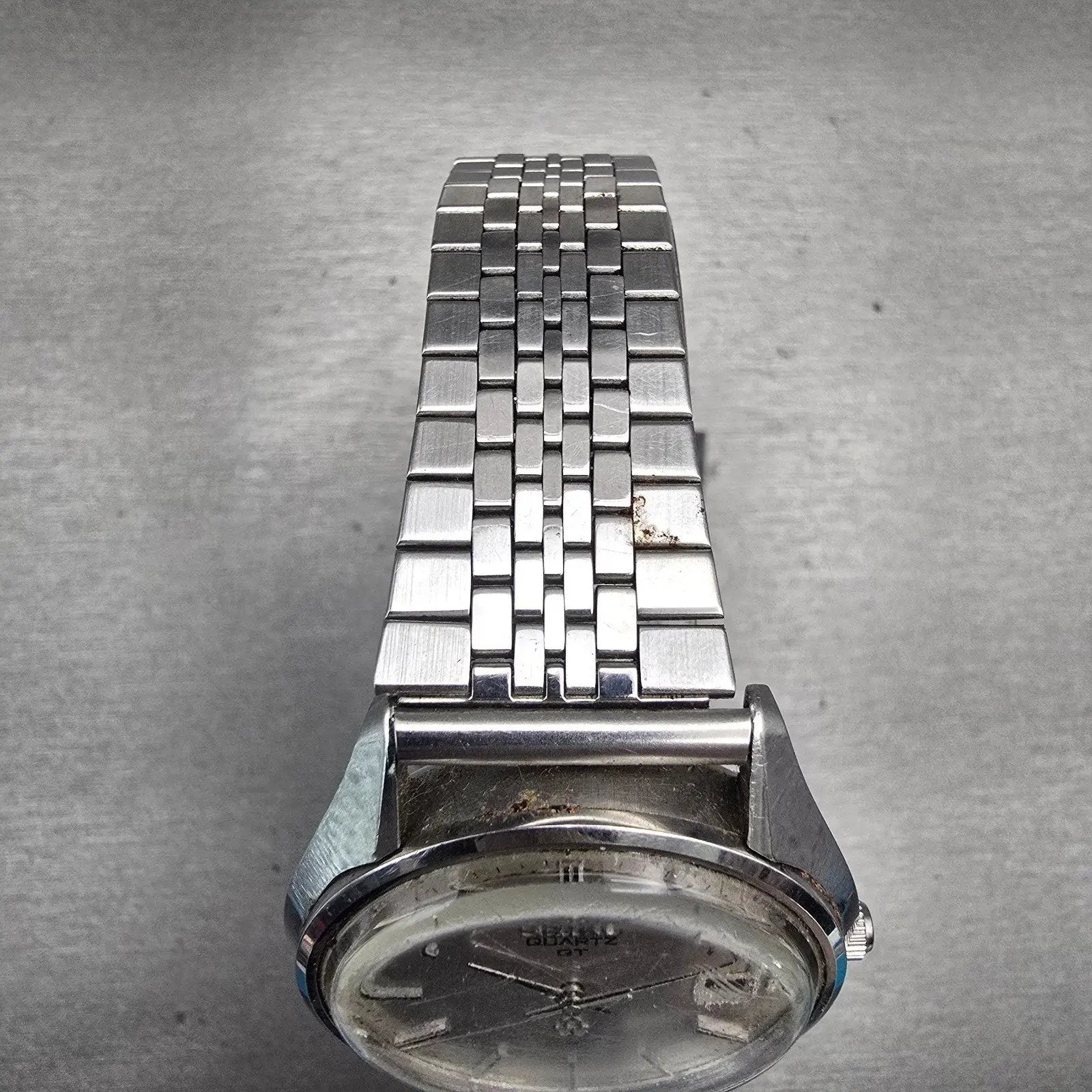 Seiko QT Watch Men 36mm Silver Dial Silver Tone Date Round 0822-8020 New Battery4