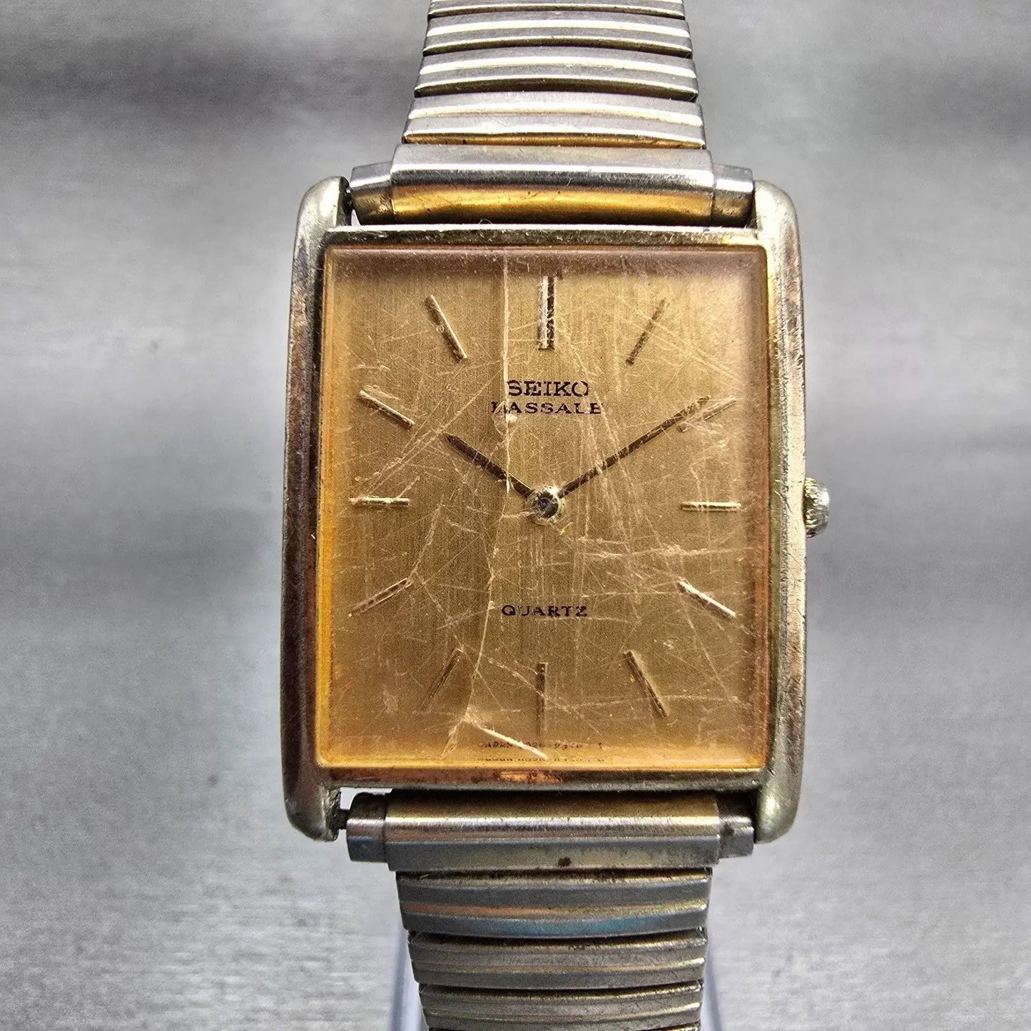 Seiko Lassale Watch Men 25mm Gold Dial Gold Tone VTG 6020-5059 New Battery READ0