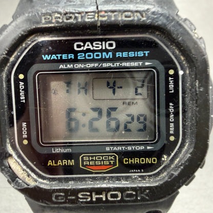 Casio DW-5600 Watch Men 37mm Black Digital Alarm Chrono 901 New Battery VTG AB1