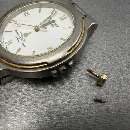 Seiko Cadet Watch Men 35mm White Dial Titanium Tone Round 5p31-6250 PARTS VTG12