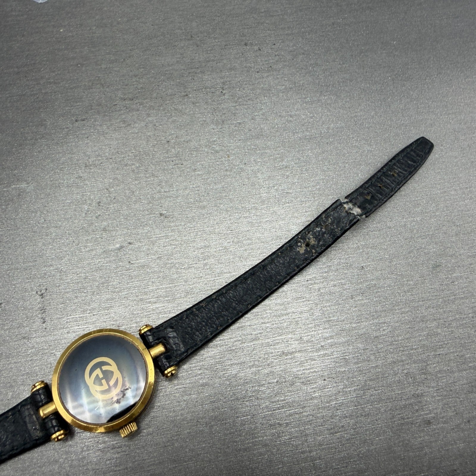 Gucci 2000L Watch Women 22mm Black Dial Gold Plated Round New Battery VTG READ!!10