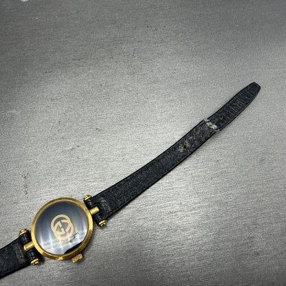 Gucci 2000L Watch Women 22mm Black Dial Gold Plated Round New Battery VTG READ!!10