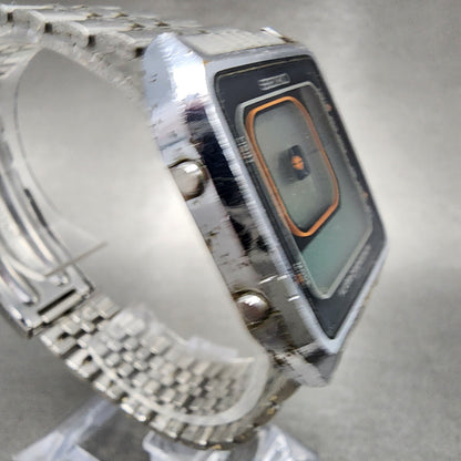 Seiko Digital Watch Men 33mm Alarm Chrono Steel Rectangle G757-4050 PARTS