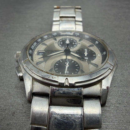 Seiko Wired Chronograph Watch Men 40mm Silver Dial Silver Tone Date BROKEN BAND4