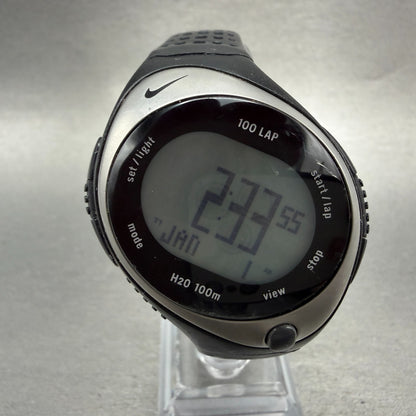 Nike Triax Bowerman Watch Women 42mm Black Silver Chronograph New Battery0
