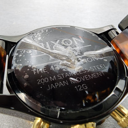 Nixon 4220 Chrono Watch Women 42mm Black Dial Black Tortoise Date New Battery11