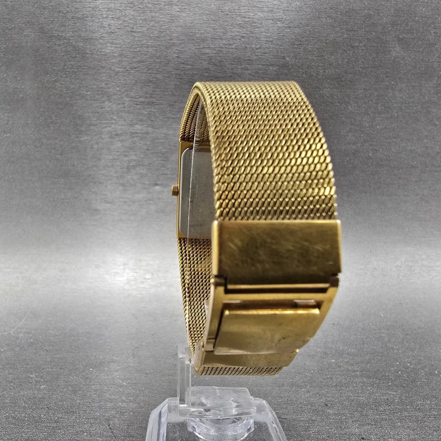 Wittnauer Watch Men 23mm Black Dial Gold Tone Rectangle SO2360 9782 New Battery7