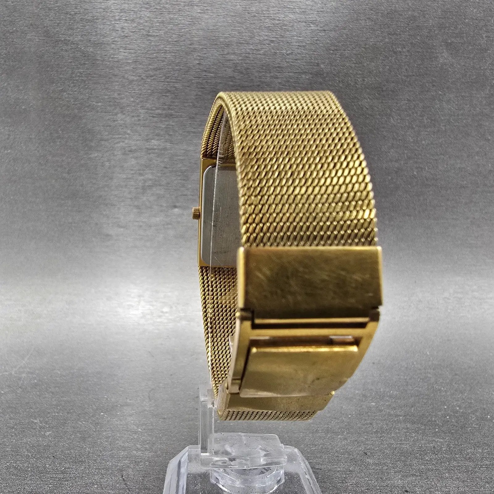 Wittnauer Watch Men 23mm Black Dial Gold Tone Rectangle SO2360 9782 New Battery7