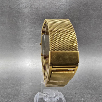 Wittnauer Watch Men 23mm Black Dial Gold Tone Rectangle SO2360 9782 New Battery7