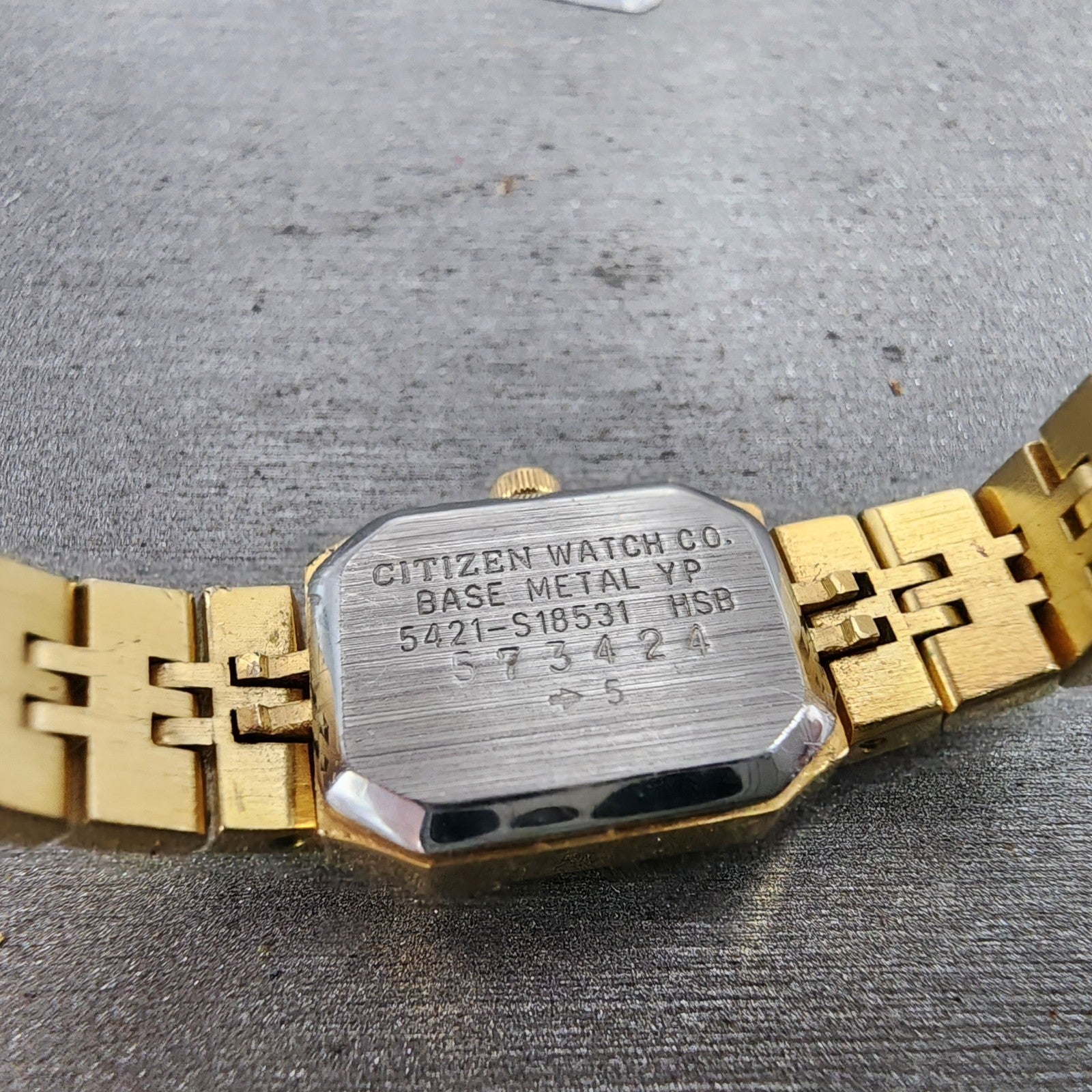 Citizen CQ Tank Watch Women 13mm Champagne Dial Gold Tone 5421S18531 New Batt9