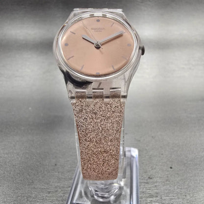 Swatch PINKINDESCENT TOO Watch Women Rose Gold Dial Clear Case LK354D New Batt5