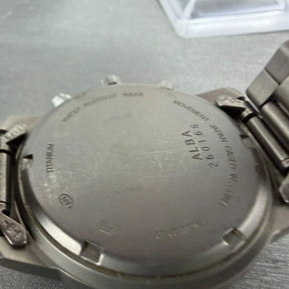 Seiko Alba Epsilon Chronograph Watch Men 37mm Black Dial Titanium New Battery9