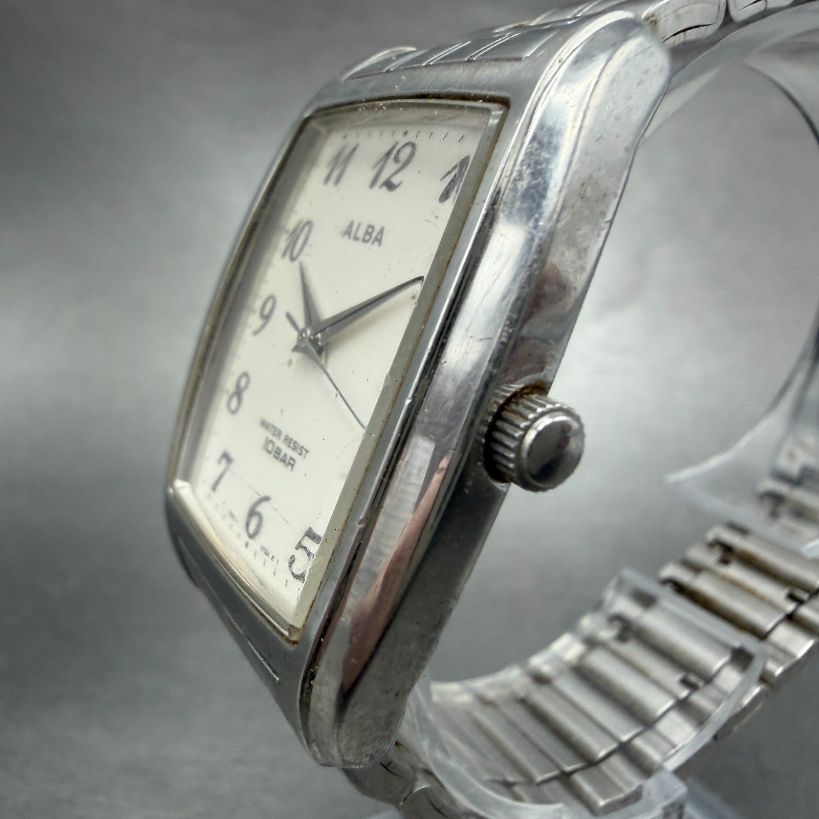 Seiko Alba Tank Watch Men 31mm White Dial Silver Tone 7N01-0FG0 New Battery2