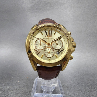 Michael kors Bradshaw Watch Women 36mm Champagne Dial Gold Tone Date New Battery5