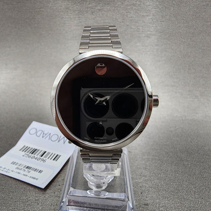 Movado Muesem Automatic Watch Women 32mm Black Dial Steel Date Round 0607678