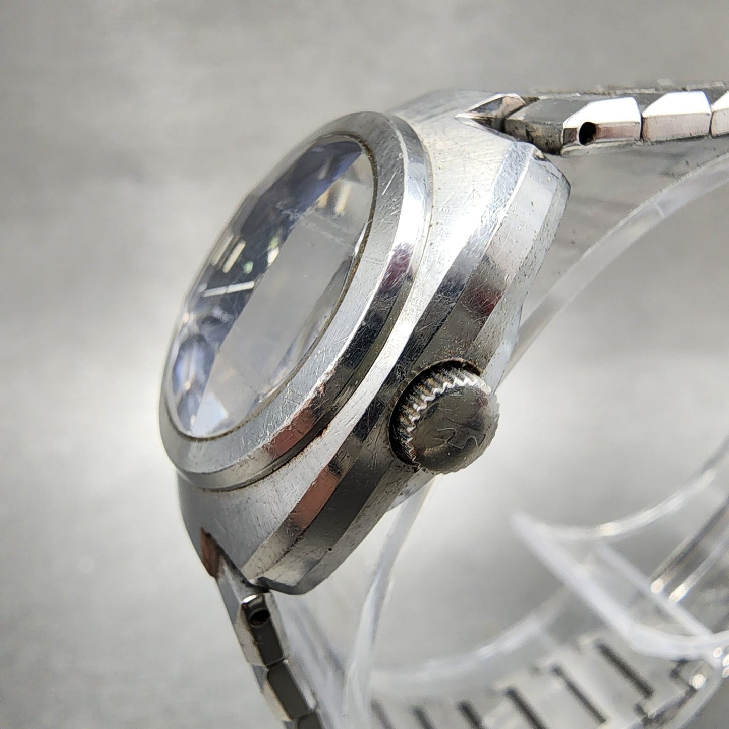 Technos Star Watch Women 24mm Blue Dial Silver Tone Date Automatic Runs VTG2