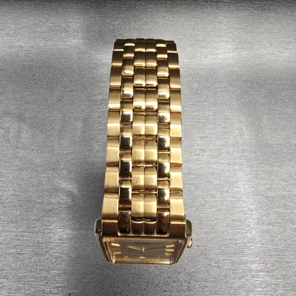Seiko Tank Watch Men 26mm Champagne Dial Gold Date Rectangle 7N29-5A60 New Batt4