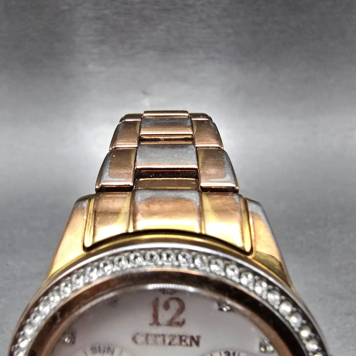 Citizen Eco-Drive Silhouette Crystal Watch Women 37mm White Dial Rose Gold Runs4