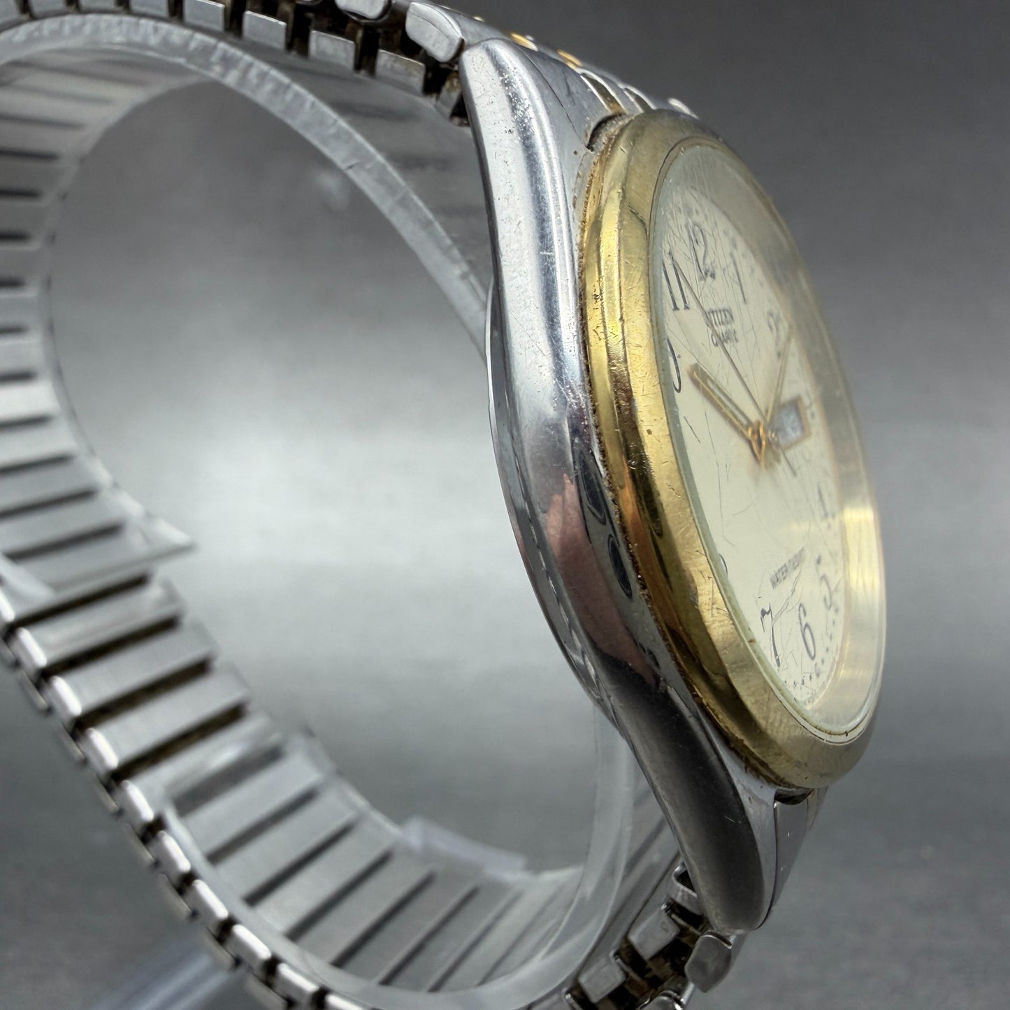 Citizen Watch Men 35mm Cream Dial Two Tone Daydate Round 1100-63910 New Batt ABC3