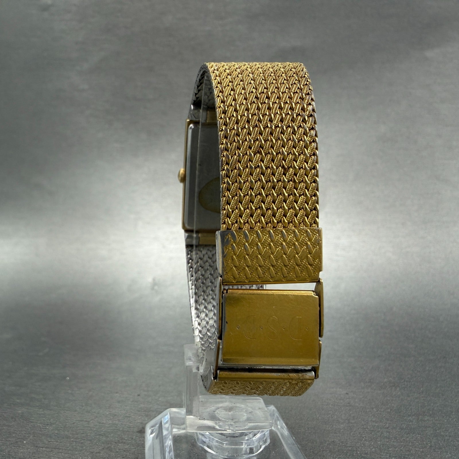Seiko Tank Watch Men 24mm Gold Dial Gold Tone Rectangle Date 2A32-5019 PARTS VTG8