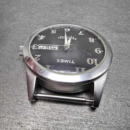 Timex Prepetual Calendar Watch Men 37mm Gray Dial Silver Tone Daydate PARTS5