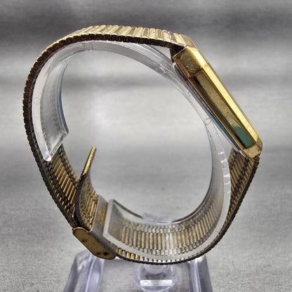Bulova Watch Men 25mm Gold Dial Gold Tone Rectangle 92M45 New Battery Vintage8