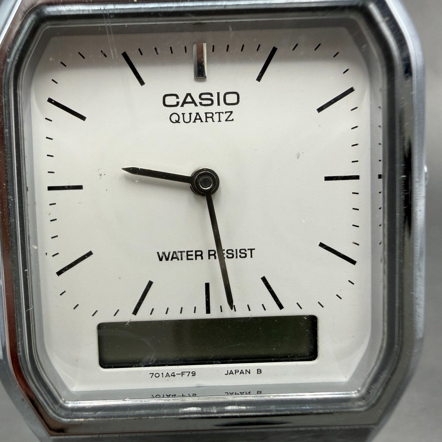 Casio AQ-230 Watch Men 30mm White Dial Steel Alarm Chrono Analog Digital PARTS2
