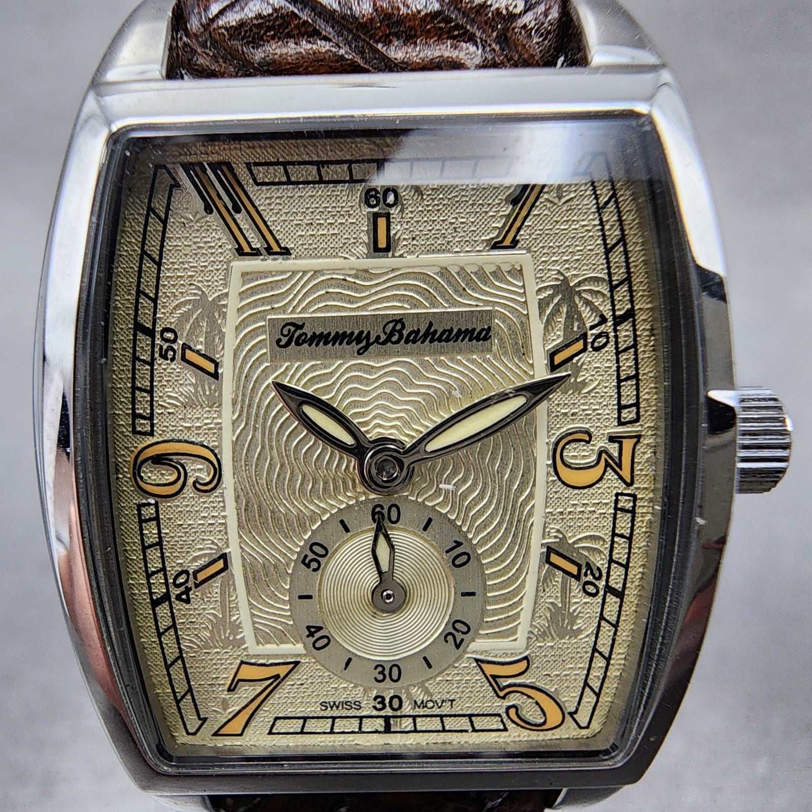 Tommy Bahama Tank Watch Women 25mm cream Dial Silver Tone Rectangle New battery1