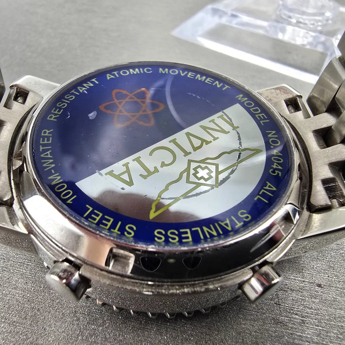Invicta Atomic Watch Men 44mm Blue Dial Steel Chronograph 4045 New Battery LP11