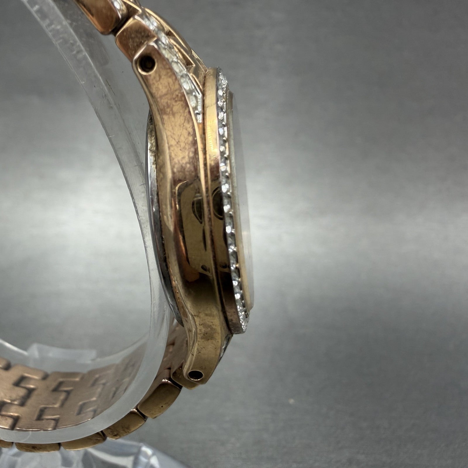 Citizen EcoDrive Watch Women 28mm MOP Dial Rose Gold Tone Crystal Bezel Runs3